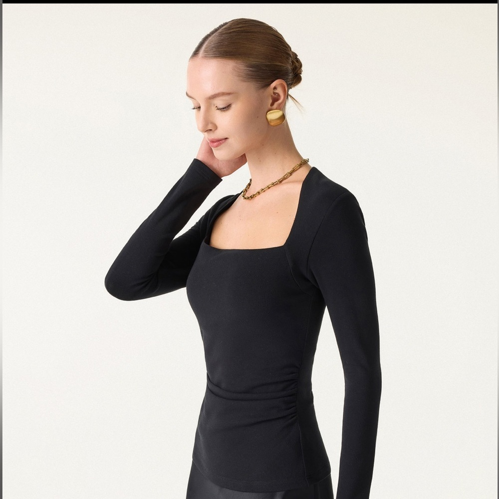 Ogl Angular Square Neck Side Ruched Top - image 4